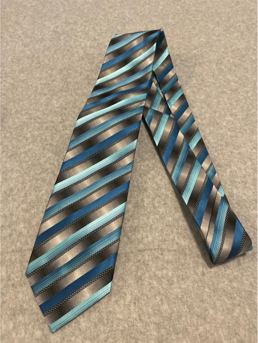 Colours Alexander Julian Striped Blue Gray Tie 60”